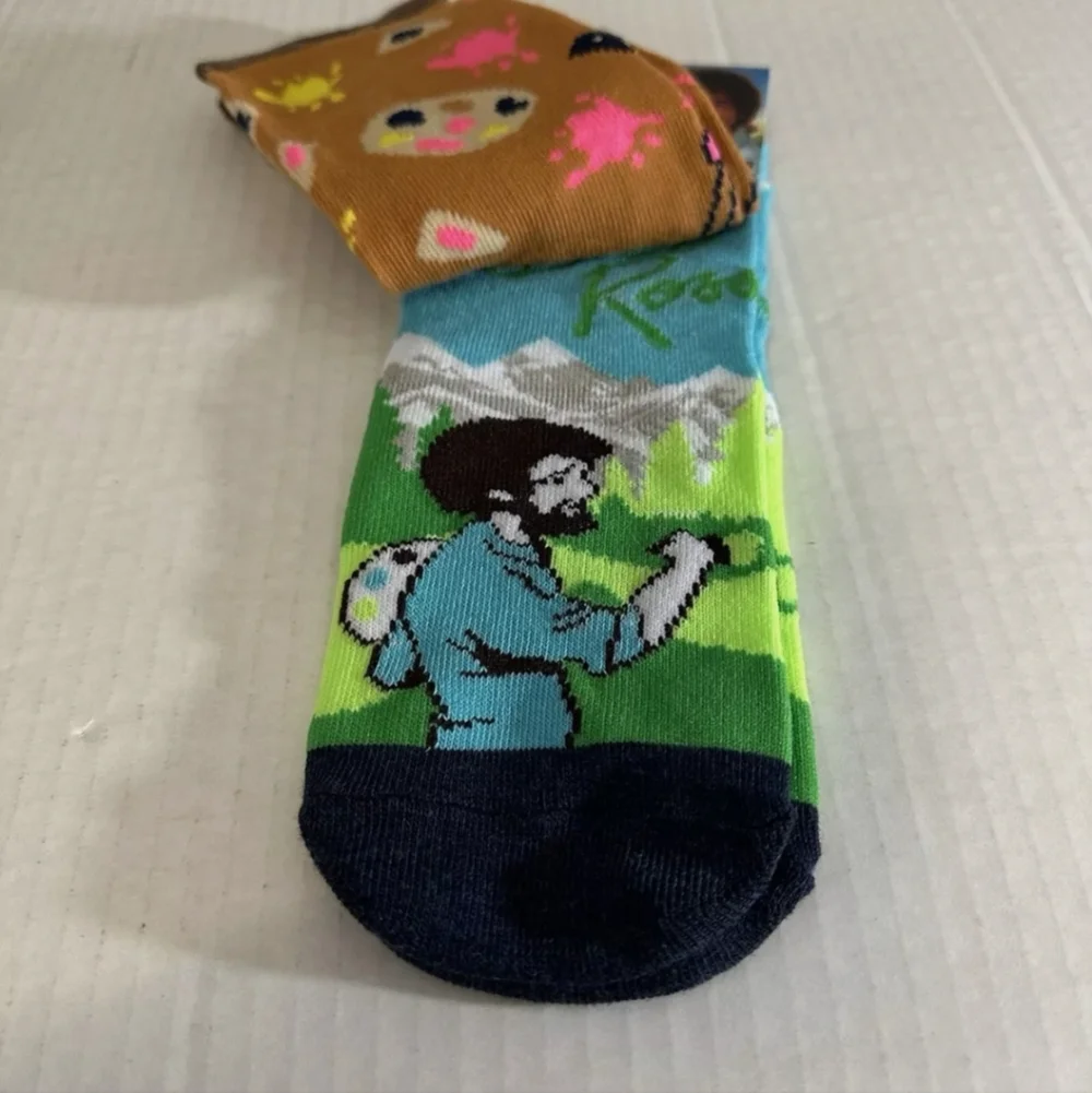Bob Ross Low Cut Socks 2 Pack Unisex Men’s Size 8-12 Joy Of Painting